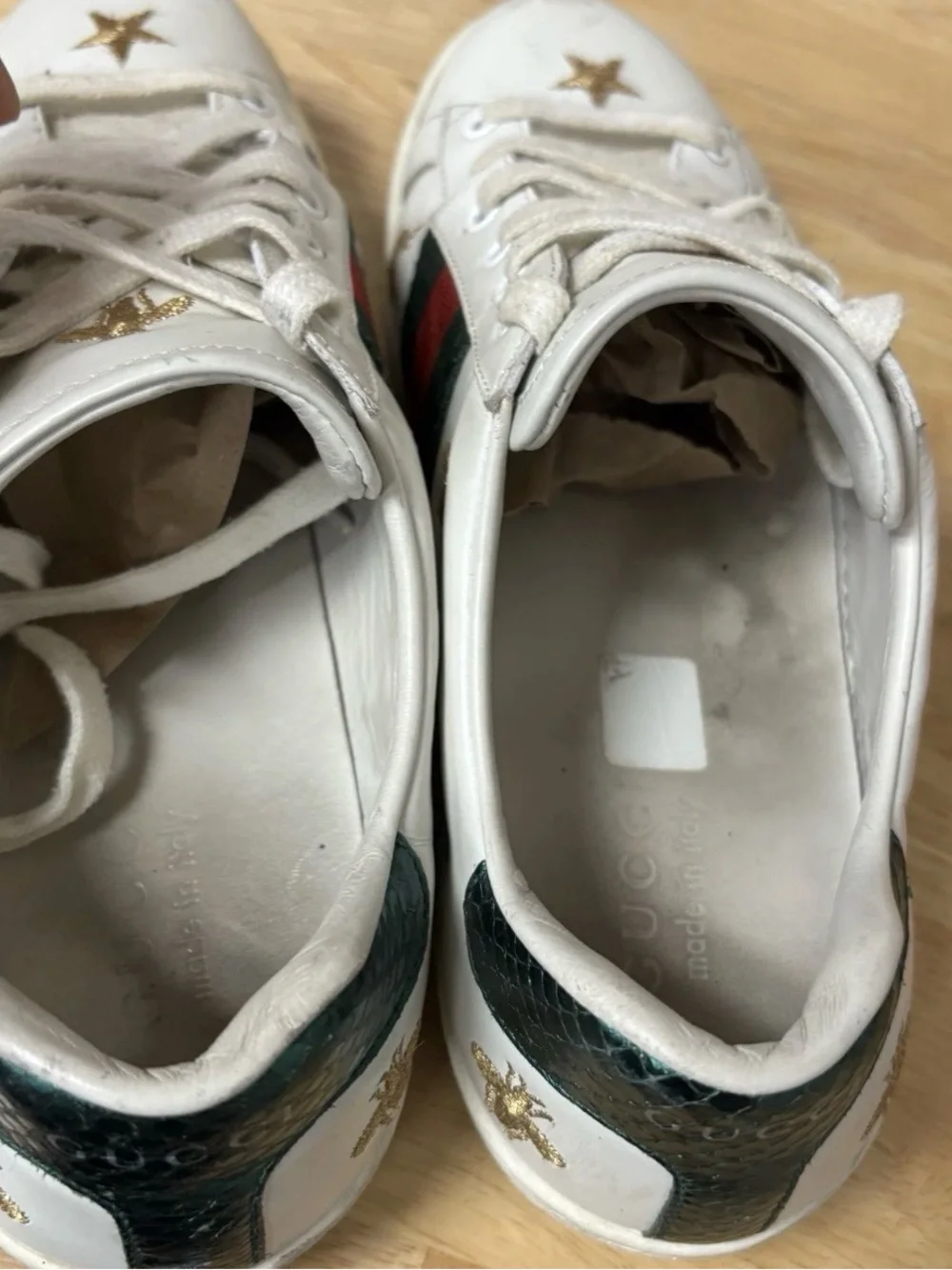 Gucci Men's Ace Bee Embroidered Sneakers, Size 7.5